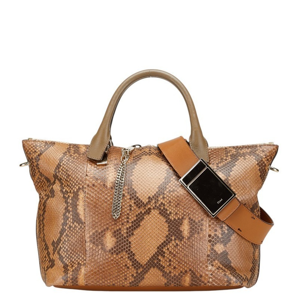 Chloe Shoulder Bag Brown Leather Python - image 1